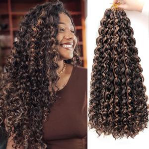 YXCHERISHAIR Curly Crochet Hair GoGo Curl Crochet hair for Women 8Packs Deep Wave Braiding hair,Synthetic Bohemian Crochet Braid Water Wave Crochet hair Extensions(P4/27, 18Inch)
