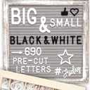 Little Hippo Grey Felt Letter Board Sign 10x10 Inch with 690+ PRE-Cut Letters - Rustic Wood Message Board with Letters and stand, Baby Announcement Sign, Back to School Felt Board (Gray (Rustic Frame))