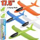 BooTaa 4 Pack Airplane/Flying Toys, 17.5" Large Throwing Foam Plane/Gliders, 2 Flight Mode, Birthday Gifts for Girls Kids 3 4 5 6 7 8 9 10 11 12 Year Old Boys,Outdoor Sport Game Toys