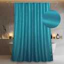 Teal Green Long Shower Curtain: 84 Inch Extra Tall Sparkly Metallic Shimmery Bling Shiny Textured Fabric Decorative Shower Curtains for Bathroom - Glam Fancy Luxury Modern Chic Design - 72x84 (Turquoise)