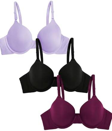 Fruit of the Loom Women's Smooth Cotton T-Shirt Bra Pack - Ultra-Soft, Flexible, and Invisible Under Tees 34B