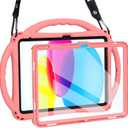 TOPESCT Kids Case for 11" iPad (A16) 11th Gen 2025,10.9" iPad 10th Gen 2022 - Made of Kid-Friendly Silicone, with Built-in Screen Protector, Shockproof Handle Stand Case (Pink)