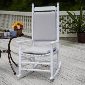 Klear Vu Porch Rocking Chair Cushion Set for Indoor and Outdoor Use, Assembled in The USA, Easy to Clean Stylish Seat and Back Pads with Fabric Ties, 20" x 17" x 2", Solid Natural