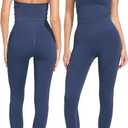 MOOSLOVER Women 2 Piece Workout Sets Halter Sports Bra Butt Lifting Leggings Gym Yoga Outfits (Medium, Blue)