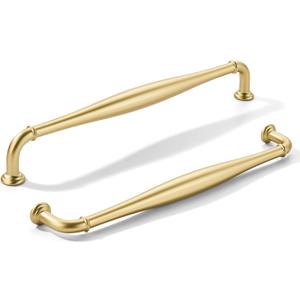 khtumeware 2 Pack 8inch(203mm) Hole Center Brushed Gold Cabinet Pulls Solid Heavy-Duty Matte Gold Tradition Handles Hardware for Bathroom Dressers Pull cabinets