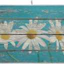 Daisy On Old Wooden Board Dish Drying Mat for Kitchen Counter Turquoise Wood Drying Mat 18 x 24 Inch with High Absorbent Reversible Microfiber Dish Drying Pad Drainer Mat for Coffee Bar