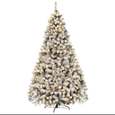 9 ft. Pre-Lit LED Flocked Snow Hinged Pine Artificial Christmas Tree with 550 White Lights