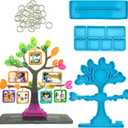 Photo Frame Silicone Resin Moulds Tree Shape Epoxy Resin Mould Picture Frame Mould Kit with Base & Hanging Photo Stand DIY Resin Casting Crafts for Home Decor Desk Wall Office Decoration (Blue)