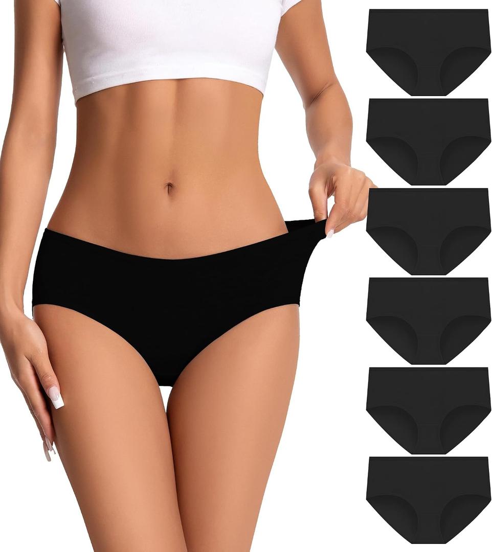 dmuveo Womens Underwear Cotton Soft Hipster Full Coverage Ladies Stretch Panties Black-6pack-02, XX-Large