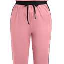 LovelyWholesale Women Jogging Suits 2 Piece Set Short Sleeve Color Block Tops and Jogger Pants Pink Large (Pink, L)