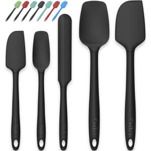 Coukre Silicone Spatula Set of 5,High Temperature Resistant, Food Grade Silicone, Dishwasher Safe, for Baking, Cooking (Pure Black)