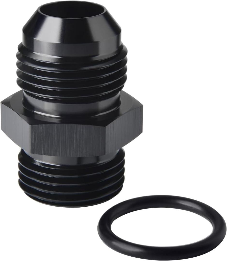 16AN Male Flare to 16AN ORB O-ring Boss Fuel Pump Rail Adapter Fitting Aluminum Black 16AN Male Flare to 16AN ORB O-ring Boss Fuel Pump Rail Adapter Fitting Aluminum Black