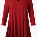 Dearcase Tunics 3/4 Sleeve Plus Size Tops for Women V Neck Loose Fit Flowy Clothing for Leggings