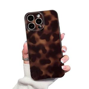 XQAGU Cute Phone Case for iPhone 16 Pro Max Case Amber Leopard Full Camera Protective Slim Shockproof Aesthetic-Brown Amber