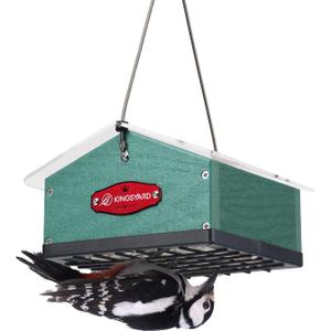 Kingsyard Upgraded Upside Down Double Suet Feeder for Outside Hanging, Squirrel-Proof Metal Edging, Wild Bird Feeder with Metal Weatherproof Roof, Attracting Woodpeckers, Nuthatches, Titmouse