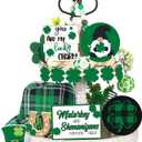 St. Patrick's Day Tiered Tray Decor Set Include Rustic Shamrock Gnome Truck Wood Sign Cutout Letter Sign for St. Patrick's Day Table Home Kitchen Bar Decoration (Green Style, 12 Pcs)