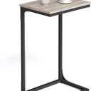 VASAGLE C-Shaped End Table, Side Table for Sofa, Couch Table with Metal Frame, Small TV Tray Table for Living Room, Bedroom, Greige and Black ULET353B02, 11.8 x 15.7 x 26.3 Inches