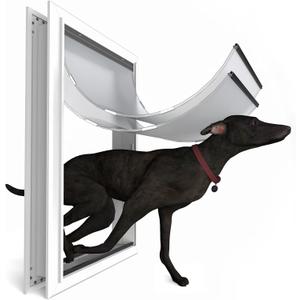 Extra Large Dog Door for Exterior Doors, Heavy Duty Aluminum Doggy Door for Extreme Weather, Cutout Size 14 1/2''W x 25 1/8''H, Giant Dog Door Up to 220 lbs, Lockable, Sliver