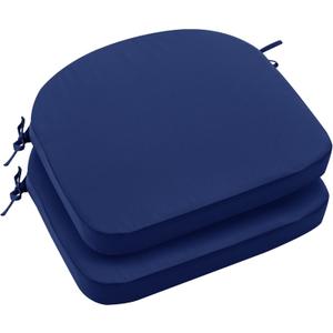Outdoor Chair Cushions Set of 2: Waterproof & Fade Resistant Patio Furniture Cushions - 17 x 16 x 2 Inch Non Slip Round Corner Seat Cushion Pads with Removable Cover for Garden Yard Lawn, Navy Blue
