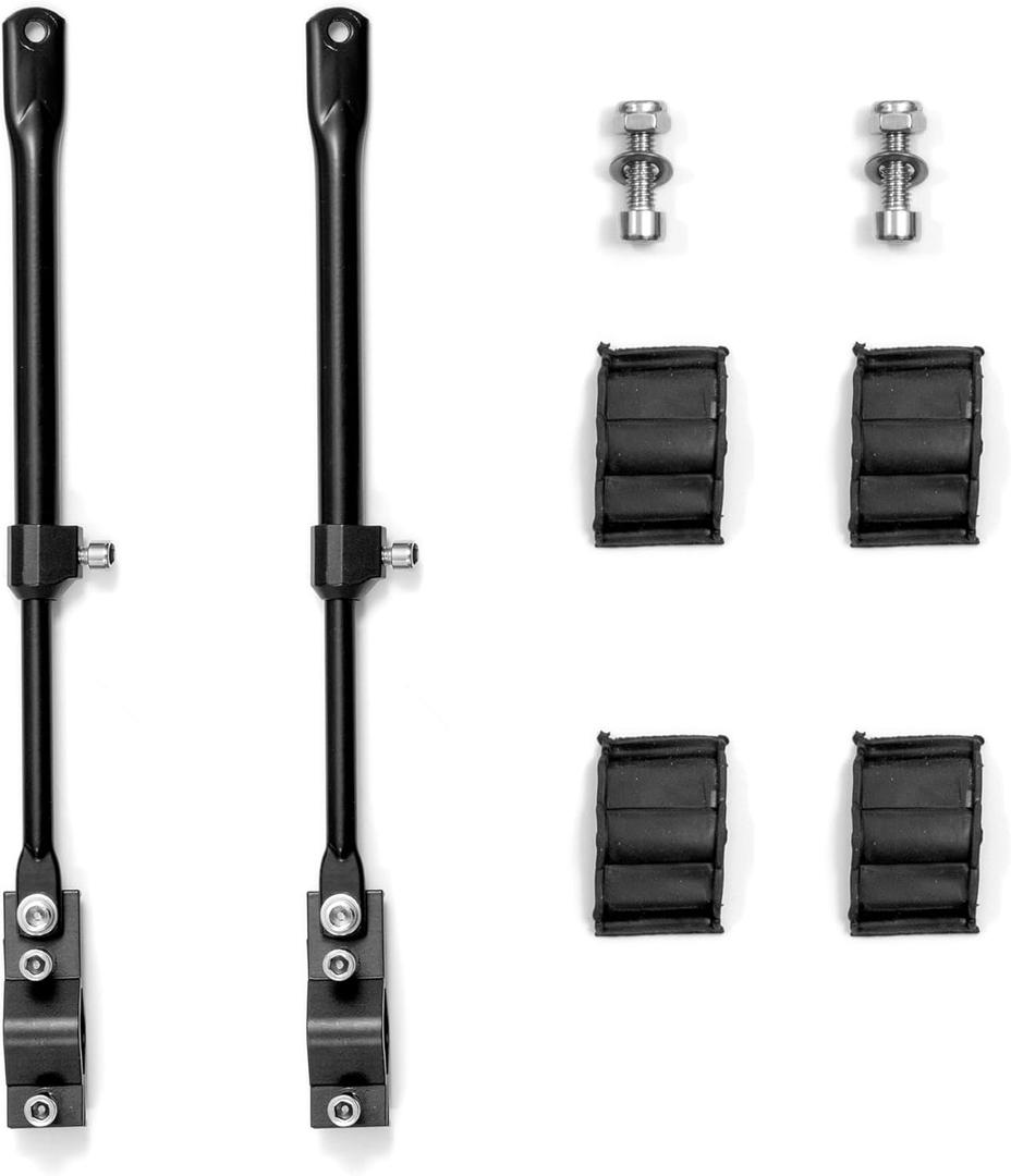 Two Side Support Bars for Rear Bike Rack, Adjustable Length, Includes Two Screws, Four Rubber Pads