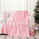 Candy Canes Throw Blanket and Pillow Set Include Pink Christmas Blanket 50 x 60 Inch and Candy Canes Plush Throw Pillows Cushion for Couch Sofa Bed Home Decorations and Christmas Gift