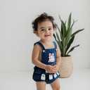 Newborn Baby Girl Halloween Outfit Pumpkin/Ghost Print Sleeveless Denim Romper Ruffled Overalls Cute Fall Clothes (6-12 Months)