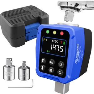 Digital Torque Adapter 1/2" Drive 7.3-147.5 Ft-lb / 10-200 Nm, Electronic Torque Wrench Converter with LCD Display 1% Accuracy, 1/4 & 3/8 Adapters for Car & Motorcycle Maintenance DIY Use