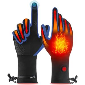 Heated Glove Liners for Men Women, Rechargeable Battery Electric Heated Gloves, Winter Warm Glove Liners for Arthritis Raynaud, Thin Gloves Motorcycle Ski Snowboarding Riding Hiking (X-Large, Black-Blue)