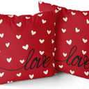 Giwawa Valentines Day Pillow Covers Set of 2 Red White Love Hearts Throw Pillowcases Romantic Double Sided Decorative Cushion Covers 18x18inch for Sofa Couch Bedding Wedding
