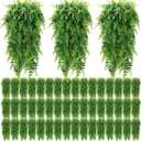 Geosar 96 Pcs Artificial Hanging Plants 32 Inch Hanging Boston Ferns Plastic Fake Plants for Wall Room Garden Wedding Garland Indoor Outdoor Decoration, No Basket