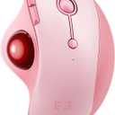 Wireless Trackball Mouse, Bluetooth Ergonomic Rollerball - Rechargeable Multi-Device USB/Bluetooth Connection, Thumb Control Compatible for Mac/Android/Windows Computers, Pink