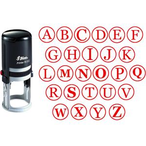 Custom A-Z Alphabet Stamp in Red Ink Monogram Round Rubber Stamp Self Inking Initial Stamp Shiny Mini Stamper 20 mm