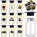 10 Sets Graduation Mason Jar, 2025 Graduation Centerpieces with Fairy String Lights and Graduation Stickers, Graduation Table Decorations Graduation Party Supplies Favors for College School