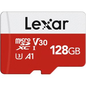 Lexar 128GB Micro SD Card, microSDXC UHS-I Flash Memory Card with Adapter - Up to 100MB/s, A1, U3, Class10, V30, High Speed TF Card