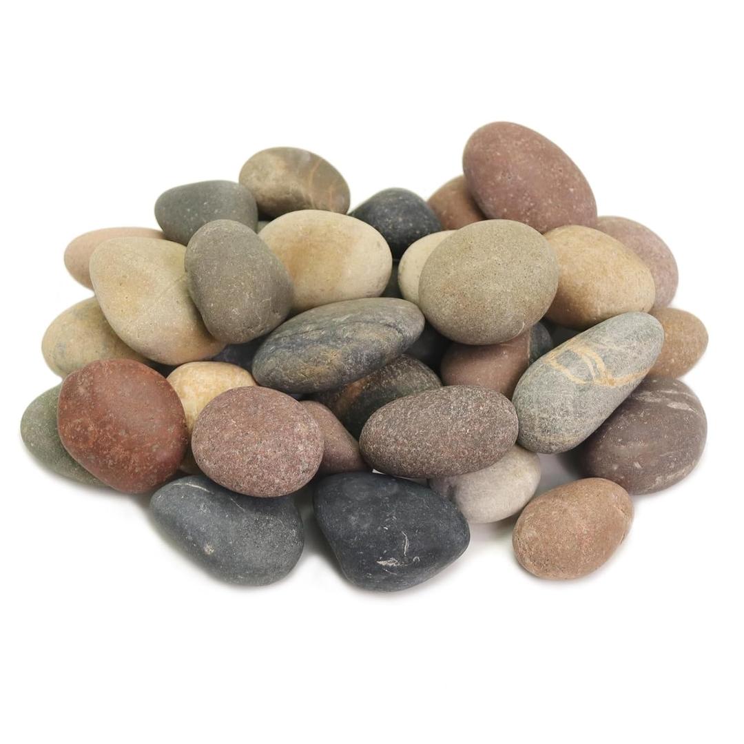 20LB Mixed Stones Pebbles River Rocks, Natural Beach Pebbles, 1-2" Large Decorative Rocks- Ideal for Garden Landscaping, Home Decor, Aquariums, Painting, Crafting and Gifts, Mixed Colors