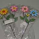 Metal Flowers for Outside, 15.85" 4-Pack Decorative Garden Stakes for Spring Garden Decor, Shaking Head Yard Art Decorations for Patio Porch Lawn Ornaments (Blue, pink, yellow&purple)