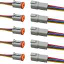 4 Pin Deutsch Car Waterproof Electrical Connector with 17AWG Cable Wire, 4 Way Automotive Male and Female Plug Wiring Harness, 4 Wire DT Pigtail for Cars, Boats, Trucks