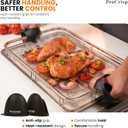 Air Fryer Basket for Oven, Stainless Steel Air Fryer Tray for Oven with Mini Silicon Mitts & Parchment Papers, Oil-Free Healthy Cooking & Baking, Dishwasher Safe