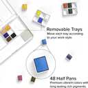 GenCrafts Watercolor Palette with Paper Pad 24 Premium Colors - 2 Refilable Water Brush Pens - 15 Sheets of Water Color Paper - Portable Painting