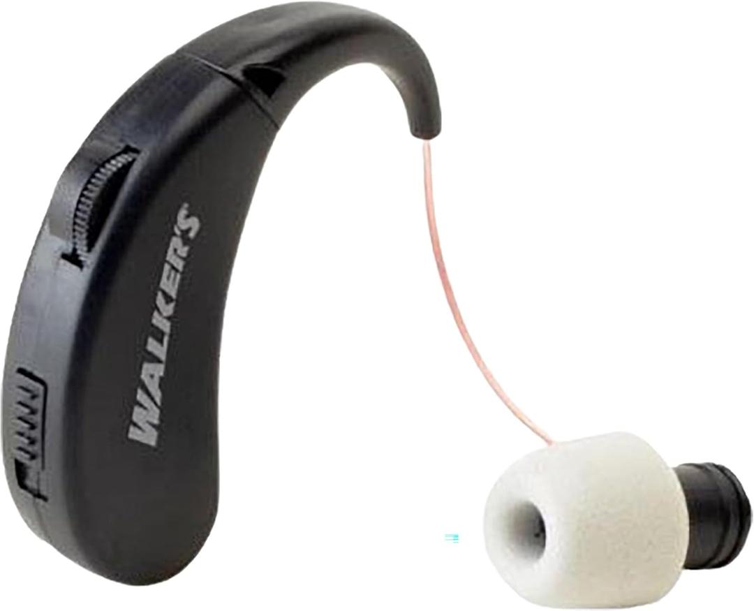 Walker's Ultra Ear BTE Rechargeable Compact Adjustable 22dB Noise Reduction Hunting Outdoor Sound Amplifier Hearing Enhancer | Ear Tips, USB Charging Cable, Cleaning Brush - 2 Pack (Multi)