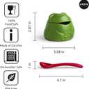 OTOTO NEW Lily Salt Cellar with Lid and Spoon - 6 oz Frog Salt Containers for Countertop, Ceramic Salt Holder with Lid for Sugar, Frog Stuff, White Elephant Gifts, Cute Gifts Accessories - Green