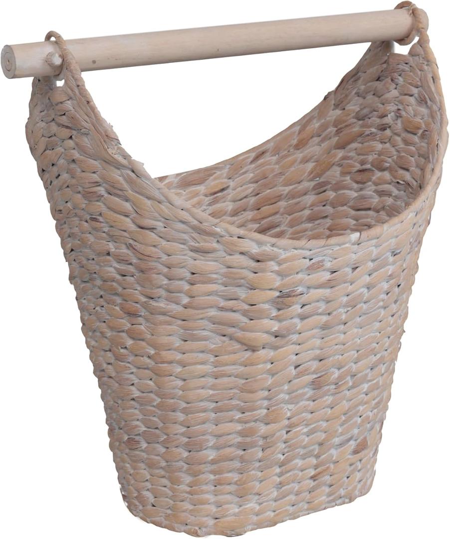happimess Talia Water Hyacinth Toilet Paper Basket 15.75", White Wash