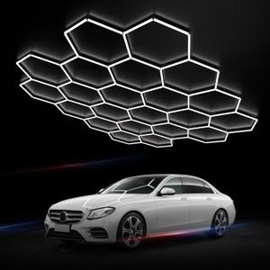Hexagon Garage Lights: 581W 83 Pack 22 Grids LED Garage Lights - Easy Install 6500K Super Bright Honeycomb Light for Warehouse, Car Detailing Shop, Exhibition Hall, Gym