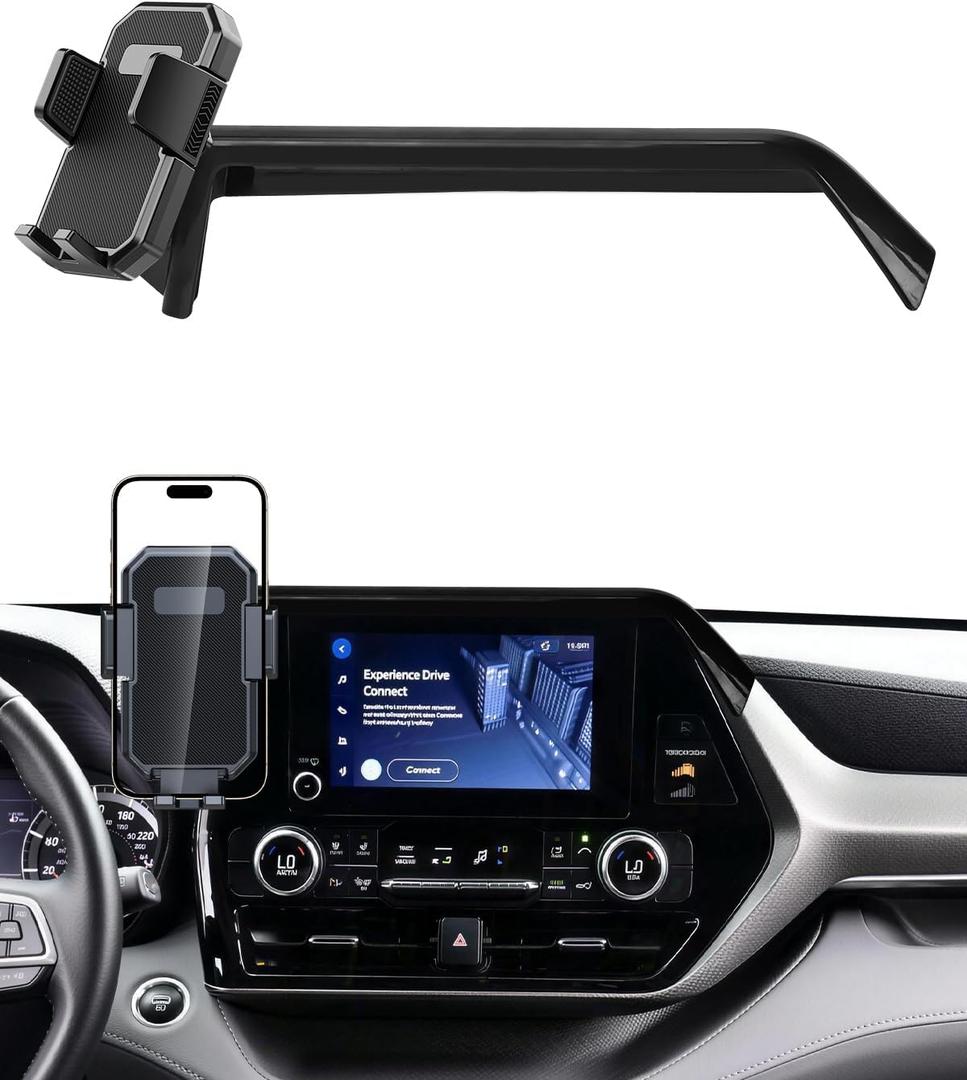 PZK Car Phone Mount for 2020 2021-2025 2026 Toyota Highlander L/LE/Hybrid XLE/Nightshade Accessories 8-inch Screen Auto Lock Car Phone Holder 360 Rotation Cradles Not Affect Vent (Not fit 12.3 inch)