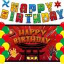 Ninja Happy Birthday Decorations Ninja Birthday Party Banner Backdrop Ballons Birthday Party Supplies Favors