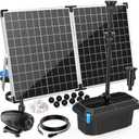 Antfraer 55W Solar Pond Filter, Solar Fountain Pump with Pond Filter Kit Adjustable Flow, Pond Filter Box with Filter Medias for Outdoor Ponds Fish Tank Pool Waterfall Koi Pond Water Features