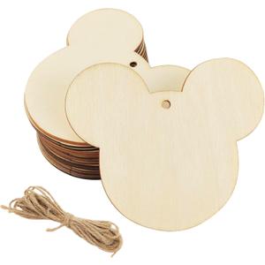 30 Pack 4 Inch Wood Mouse Head Cutouts Unfinished Wood Mouse Head Crafts Wooden Mouse Head Hanging Ornaments DIY Mouse Head Craft Gift Tags for Home Party Decoration