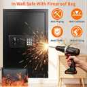 Black 22.05" Tall Wall Safes Between Studs 16" Centers with Fireproof Bag
