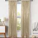 JYFLZQ Champagne Sequin Backdrop Curtains 2ft x 8ft 2 Panel Glitter Photo Booth Backdrops Sparkly Photography Background Drapes for Parties Wedding Bridal Showers