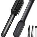 PLAVOGUE Ionic Hair Straightening Brush with Hot Air Function, Dual Voltage 30s Fast Heating, Anti-Scald & Auto Shutoff, Rotating Cord for Frizz Control & Salon Styling at Home